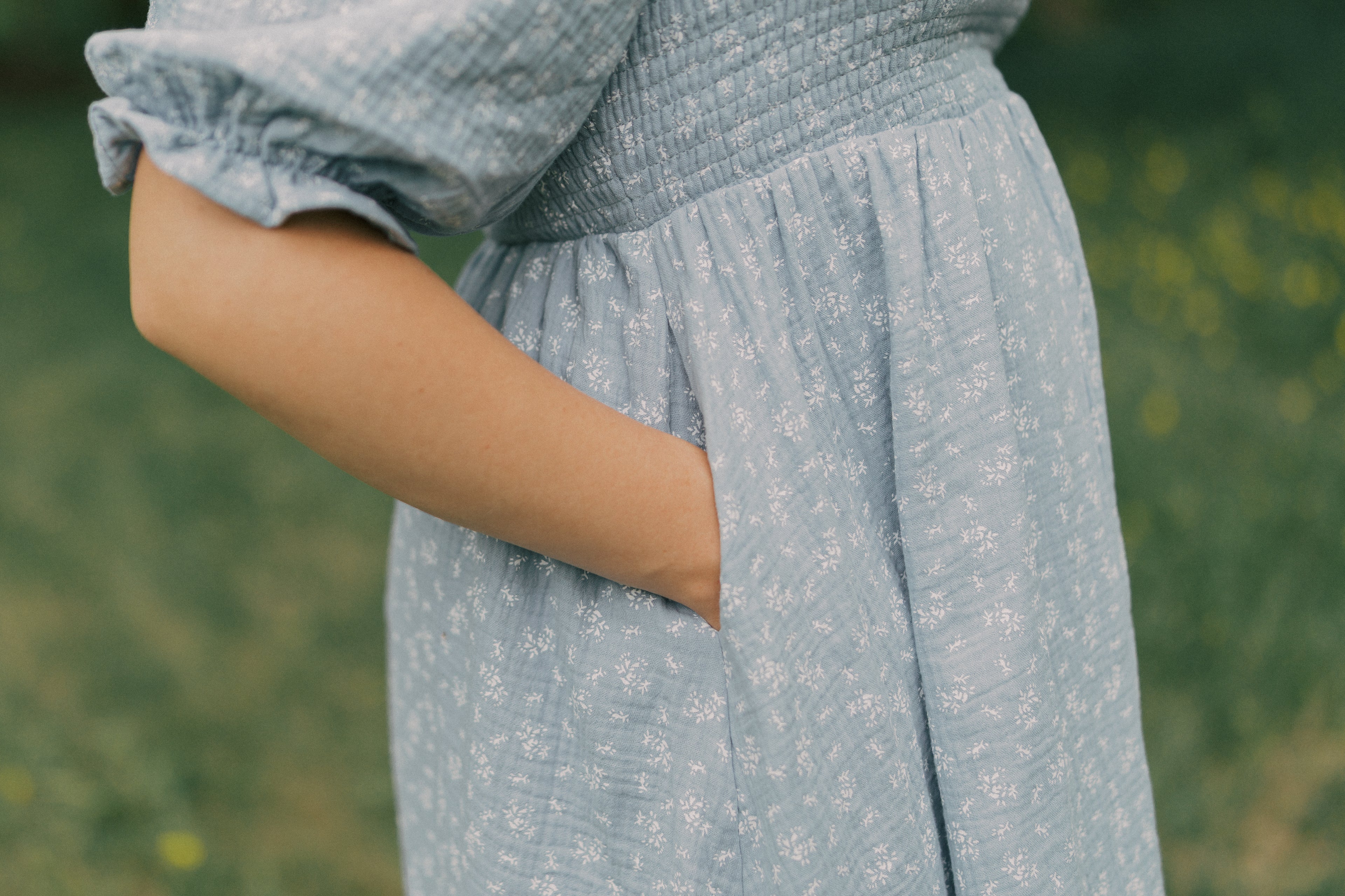 The May Dress - cotton, maternity & nursing friendly smocked midi dress
